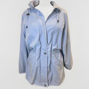 London Fog Women's Water Resistant Hooded Anorak Coat Pastel Blue Size Large